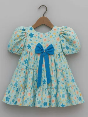Girls Floral Print Tiered Fit & Flare Dress