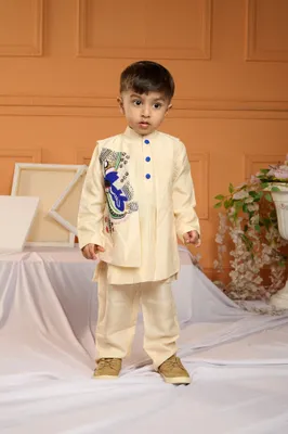 IVORY KURTA WITH EMBROIDERED JACKET SET