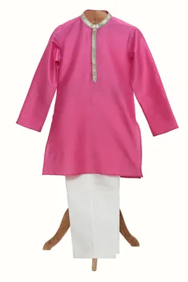Silk Kurta with Glazed Cotton Pyjama
