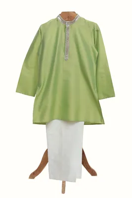 Silk Kurta with Glazed Cotton Pyjama