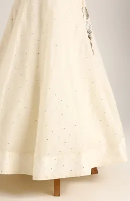 Chanderi Jacket style choli paired with chanderi lehnga