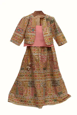 Embroidered Silk Choli and Lehenga Set