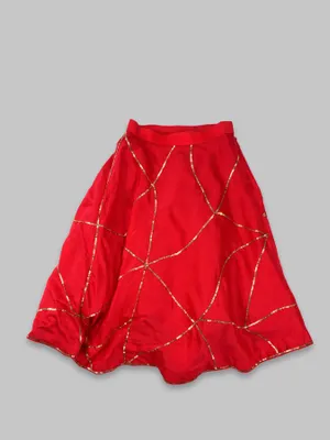 RED SEQUIN EMBROIDERED TOP LEHENGA