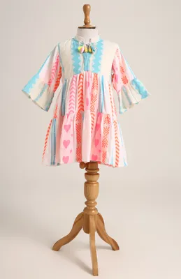 Cotton Dress with Bell Sleeves