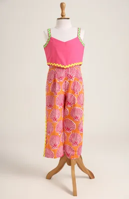 Cotton plain crop top with floral pants