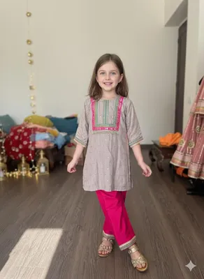 Silk kurta with embroidery and cotton silk salwar