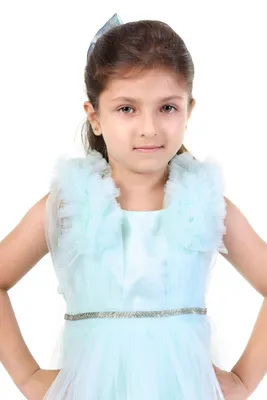 Girls Mint Net Flared Rosette Birthday Party Frock