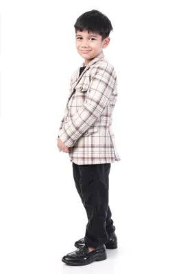 Boys Brown Check Premium Blazer Smart Casual Wear