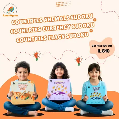 ilearnngrow Set of Three Sudokus ( Countries Currency , National Animal , Countries Flag )
