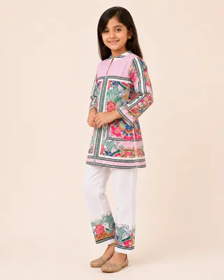 Pink Floral Printed Kurta Co-Ords Set