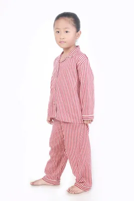 Kids Cotton Nightsuit – Red & White Striped Shirt & Pyjama Co-ord Set for Boys & Girls