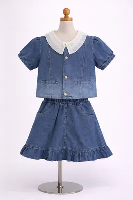 Denim Blue Skirt Set (CA035)