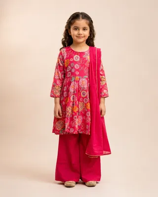 Rani Pink Floral Printed Sharara Set