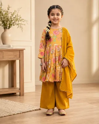 Mustard Yellow Floral Printed Sharara Set
