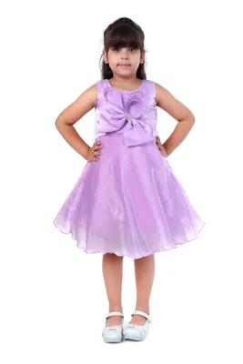 Girls Lavender Shimmer Rhinestone Bow Party Dress