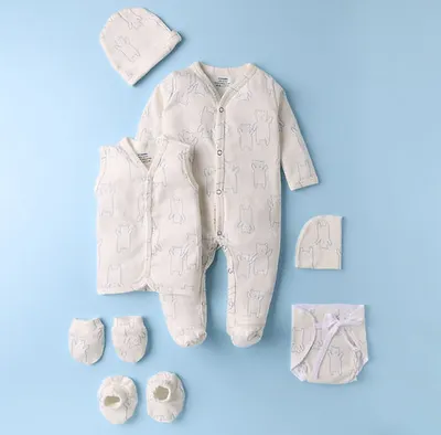 Organic Cotton 7 Pc New Born Set- Bear