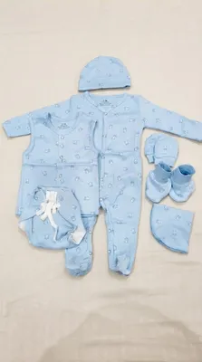 Organic Cotton 7 Pc New Born Set- Teddy