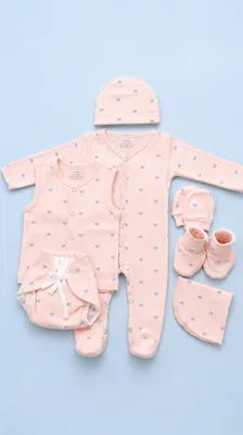 Organic Cotton 7 Pc New Born Set- Ribbons