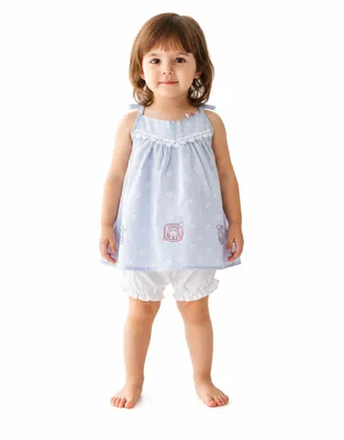 Girls Cotton Printed Sleeveless Top and Bloomer Shorts Set Soft Comfortable Summer Wear for Toddlers