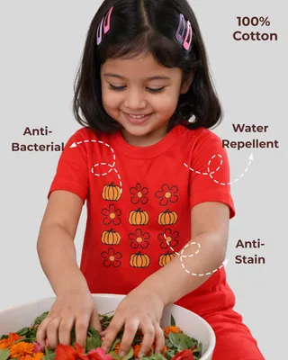 Everyday Comfort Natural Cotton Unisex Baby & Kids Co-Ord Set — Pumpkin Flower
