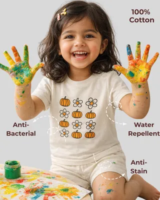 Everyday Comfort Natural Cotton Unisex Baby & Kids Co-Ord Set — Pumpkin Flower