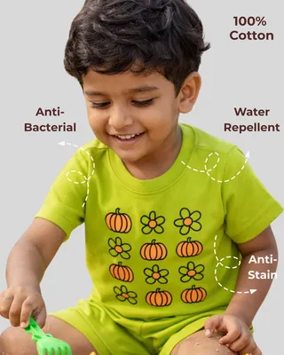 Everyday Comfort Natural Cotton Unisex Baby & Kids Co-Ord Set — Pumpkin Flower