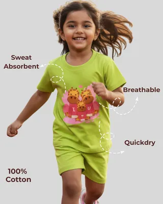 Mess-Proof Natural Cotton Baby & Kids Co-Ord Set — Giraffe Family