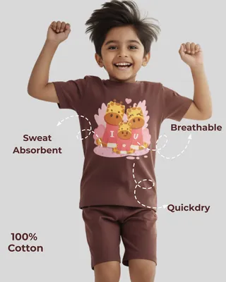 Mess-Proof Natural Cotton Baby & Kids Co-Ord Set — Giraffe Family