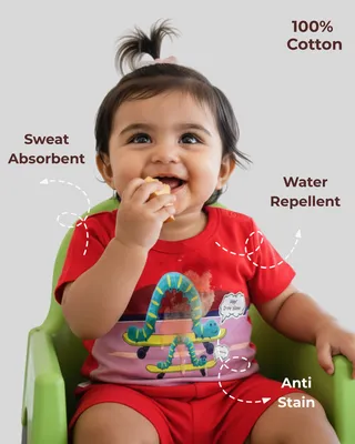 Mess-Proof Natural Cotton Unisex Baby & Kids Co-Ord Set — Jolly Caterpillar