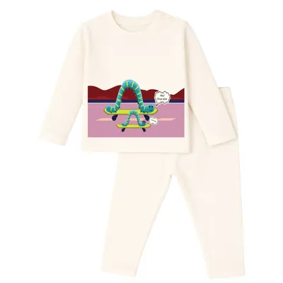 Mess-Proof Natural Cotton Unisex Baby & Kids Co-Ord Set — Jolly Caterpillar