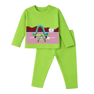 Mess-Proof Natural Cotton Unisex Baby & Kids Co-Ord Set — Jolly Caterpillar