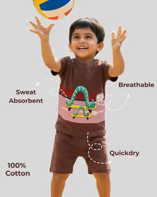 Mess-Proof Natural Cotton Unisex Baby & Kids Co-Ord Set — Jolly Caterpillar