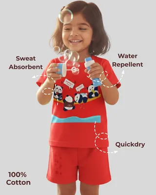 Spill-Proof Natural Cotton Baby & Kids Co-Ord Set — Playful Panda