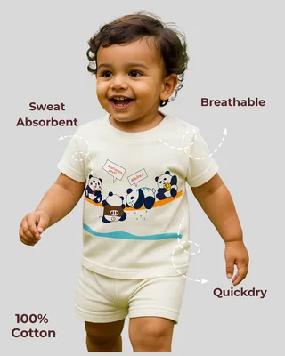 Spill-Proof Natural Cotton Baby & Kids Co-Ord Set — Playful Panda