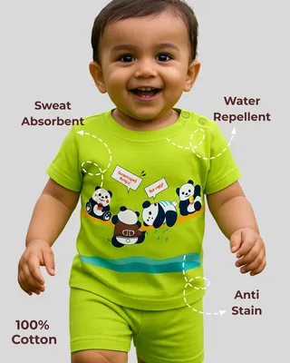 Spill-Proof Natural Cotton Baby & Kids Co-Ord Set — Playful Panda