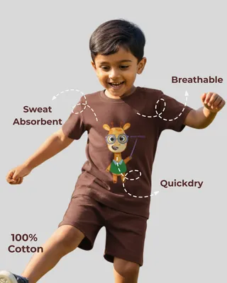 Worry-Free Natural Cotton Unisex Baby & Kids Co-Ord Set — Abra Giraffa