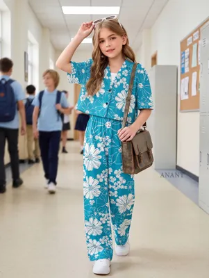 Girls Trendy Crop Top & Wide Leg Palazzos