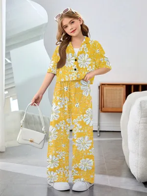 Girls Trendy Crop Top & Wide Leg Palazzos