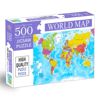 World Map Jigsaw Puzzles 500-Piece for Kids and Childrens – Ages 9+