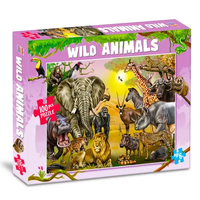 100 Pcs Wild Animals Puzzle Box | Animals Puzzle Box for Kids