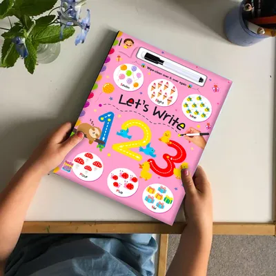 Let's Write Reusable Wipe & Write Book with Marker | Writing Practice Book for Kids | Early Learning, Handwriting & Letter Writing Activity Book | Ages 3-6