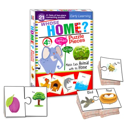 Whose Home Puzzle? Connecting 2-piece (Set of 21 pcs) for Childrens- Ages 4+