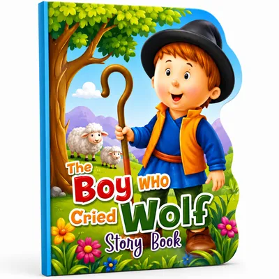 The Boy Who Cried Wolf Storybook for Kids | Illustrated Moral Story Book | Die-Cut Shape Board Book | Early Learning Bedtime Story | English Story Book for Children | Ages 3+