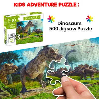 Dinosaur Jigsaw Puzzles 500-Piece for Kids and Childrens – Ages 9+