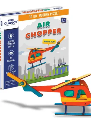 Clapjoy 3D DIY Wooden Air Chopper Helicopter Model Kit for Kids 8+ Years