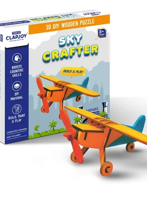  Clapjoy 3D DIY Wooden Sky Crafter Airplane Model Kit for Kids 8+ Years