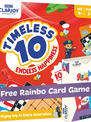 Clapjoy Classic 10 in 1 Board Games | Ludo, Snakes & Ladders, Chess, Car Drive, Solitaire & More