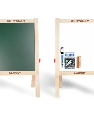 Clapjoy Abhyasam Wooden Double-Sided Easel Board for Kids – ( 9x12 inch )