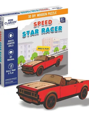 Clapjoy 3D DIY Wooden Car Puzzle Kit for Kids 8+ Years 