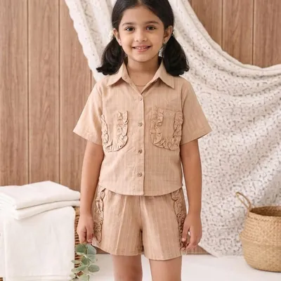 Girls Shirt & Shorts Co-Ord Set